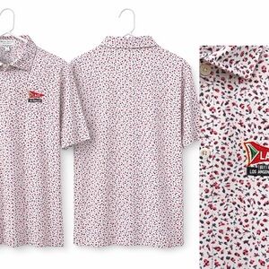 Peter Millar White and Red Patterned Polo Shirt